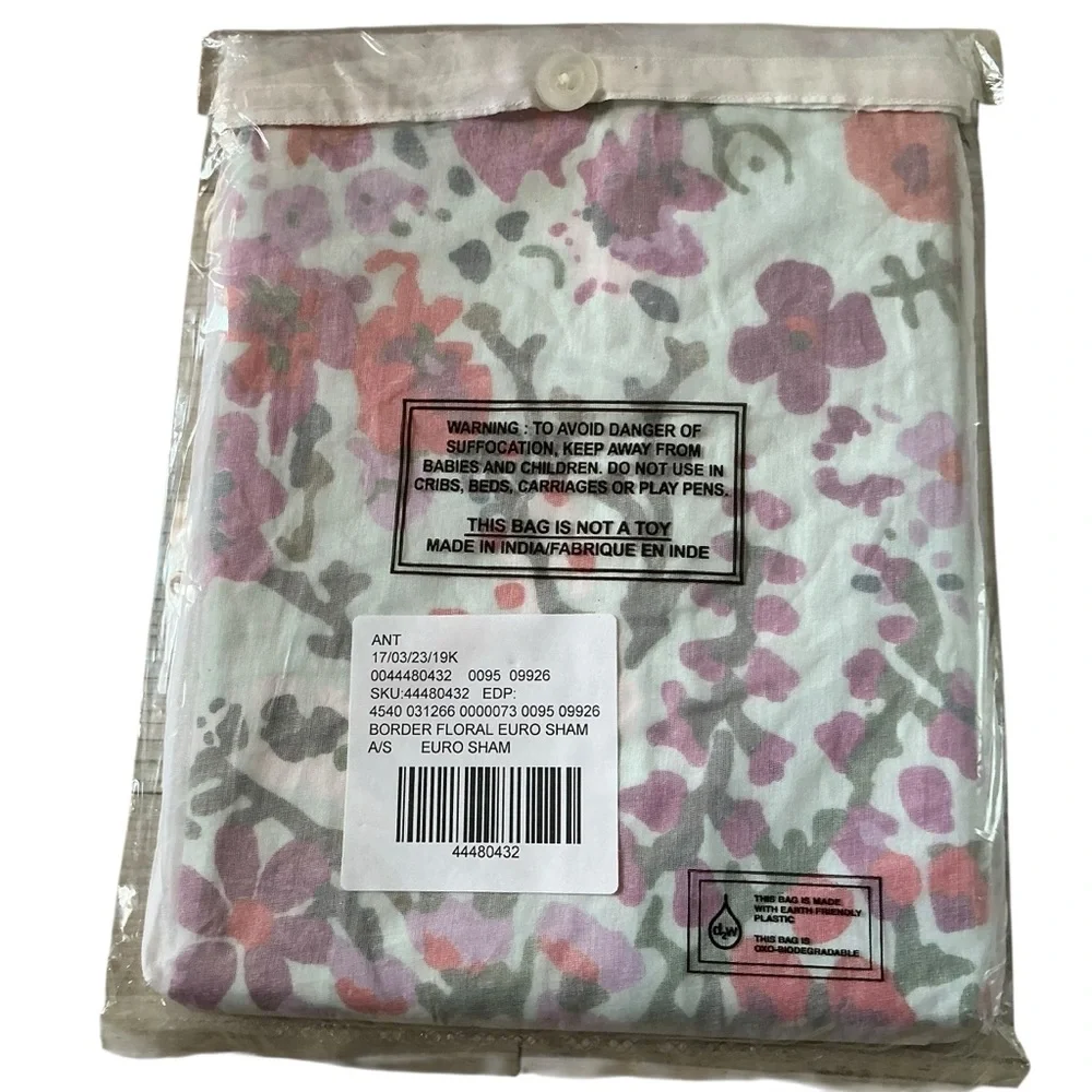Anthropologie Hammonton euro sham floral multicolored NWT